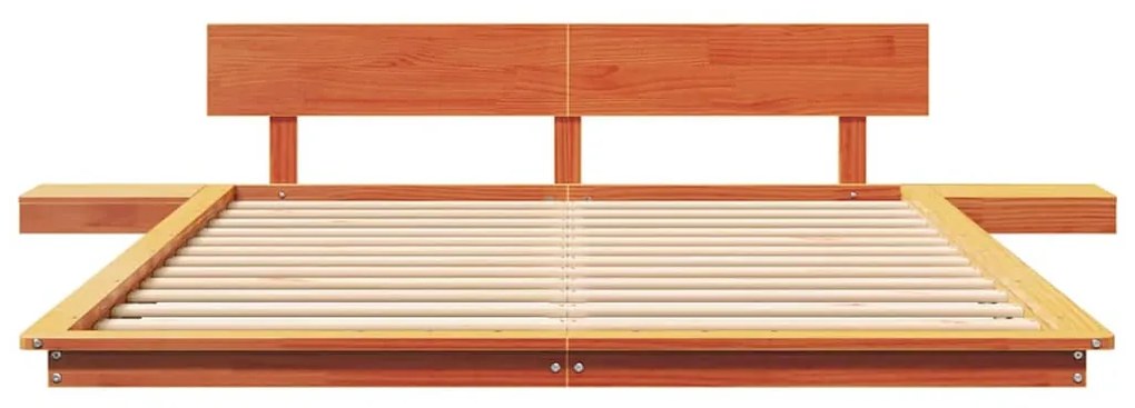 Estrado de Cama com Mesas de Cabeceira Castanho Encerado 140x200cm Mad