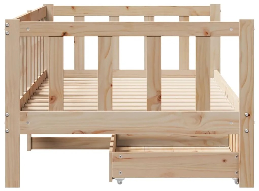 Sofá-cama com gavetas 90x190 cm madeira de pinho maciça