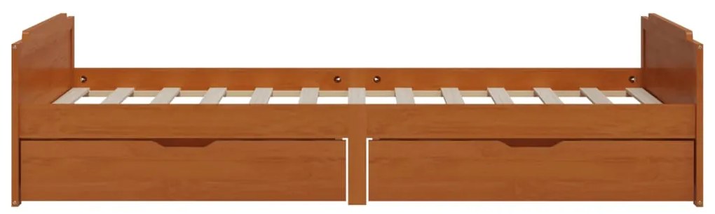 Estrutura cama c/ gavetas 90x200 cm pinho maciço castanho mel
