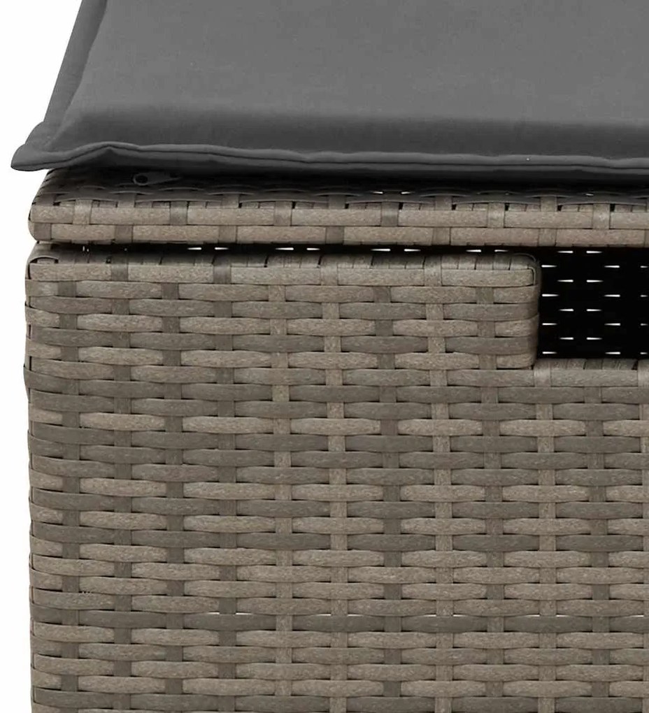 5 pcs conjunto sofás de jardim c/ almofadões vime PE cinzento