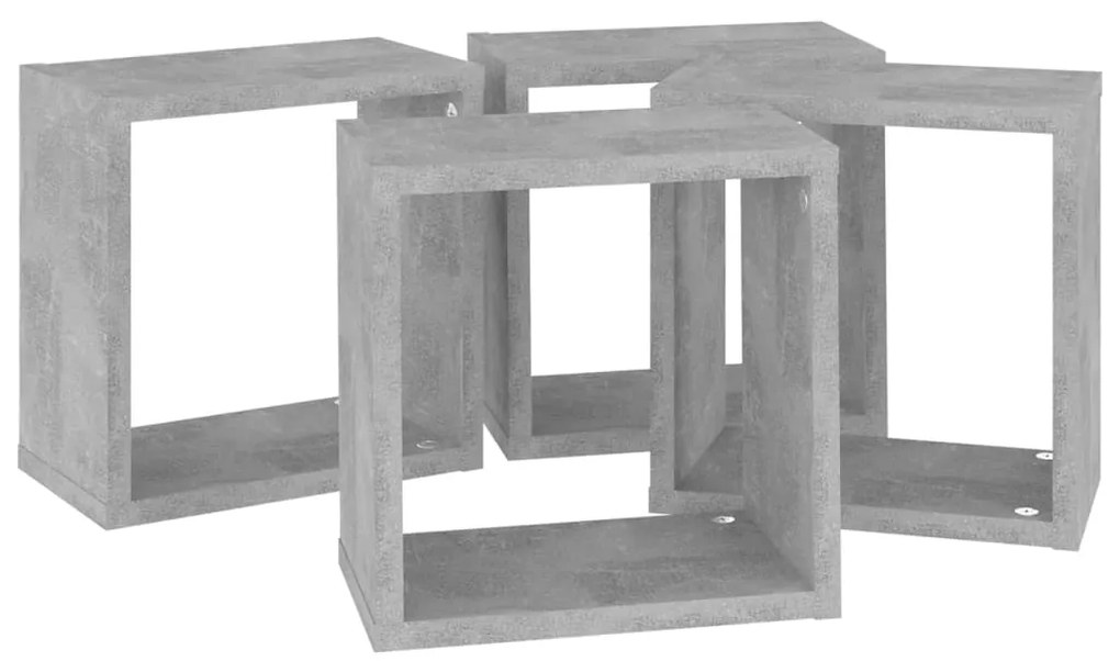 Prateleiras parede forma de cubo 4pcs 26x15x26 cm cinza cimento