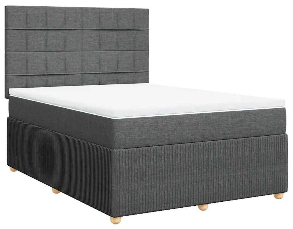 Cama com molas/colchão 140x200 cm tecido cinzento-escuro