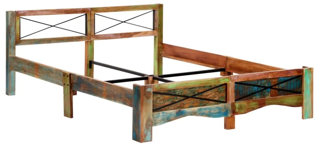 Estrutura de cama madeira recuperada maciça 160x200 cm