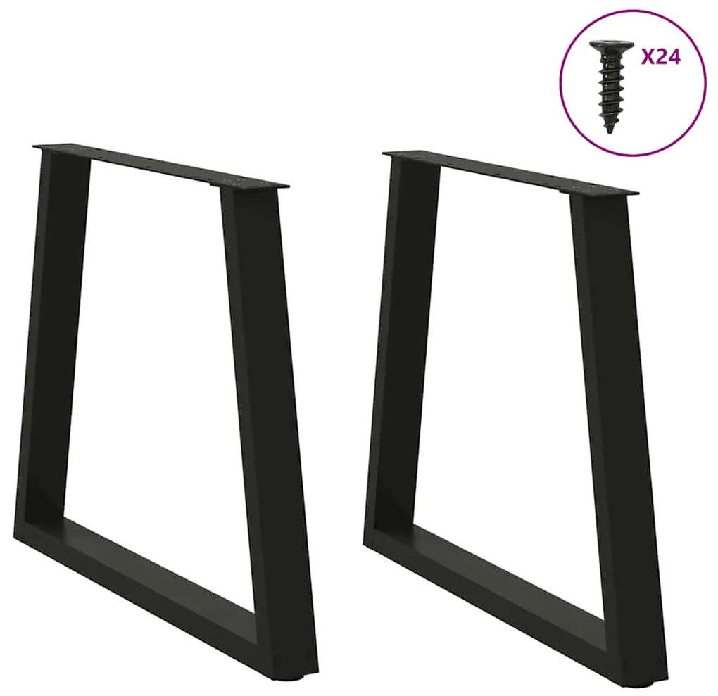 Pernas para mesa de jantar em V, 2 peças, pretas, 70x(72-73,3) cm, aço