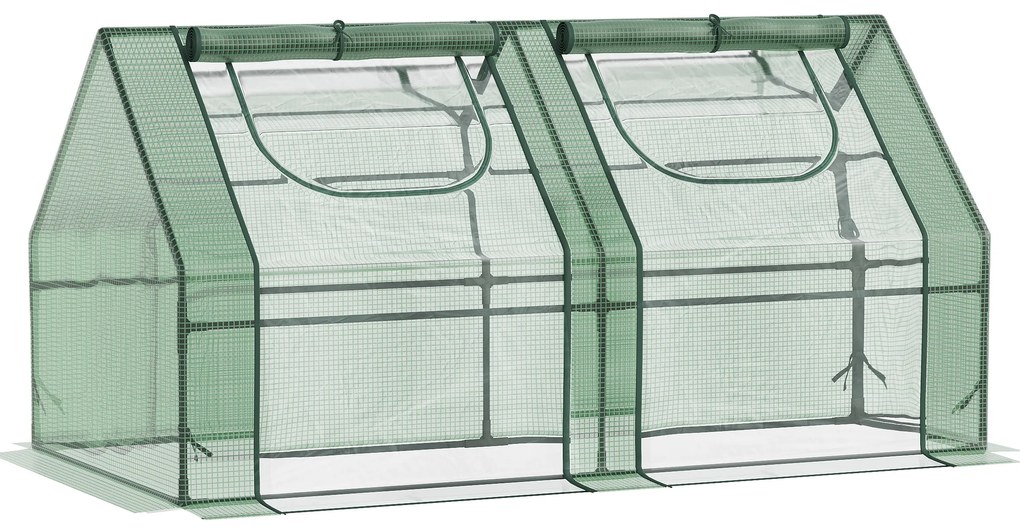 Outsunny Estufa Pequena Estufa de Exterior com Proteção Dupla Janelas Estufa para Cultivos de Plantas e Flores 180x90x90 cm Verde | Aosom Portugal
