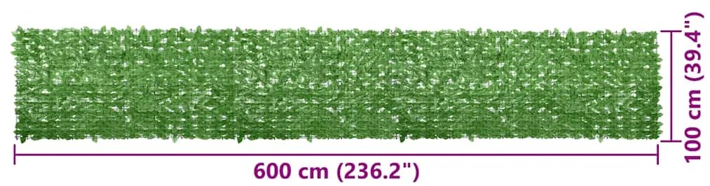 Tela de varanda com folhas verdes 600x100 cm