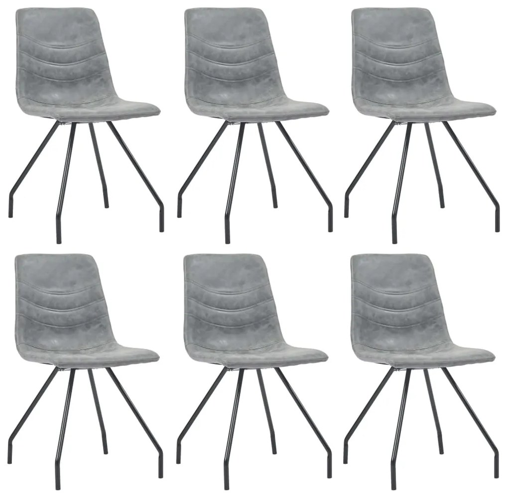vidaXL Cadeiras de jantar 6 pcs couro artificial cinzento-escuro