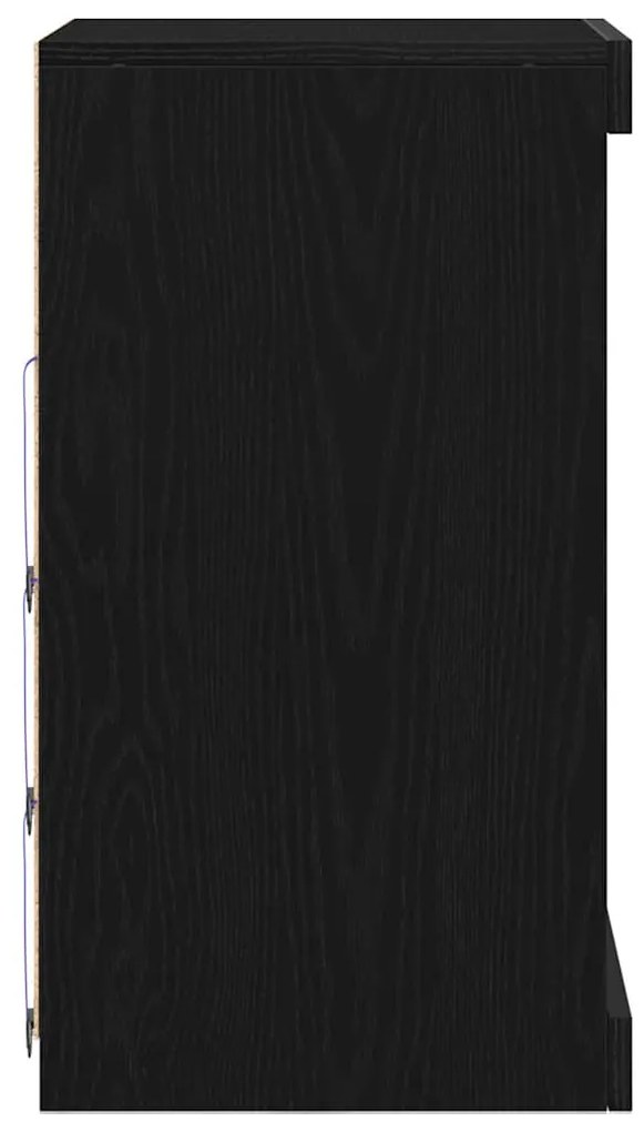 Buffet vidaXL com Luzes LED Carvalho Preto 41x37x67 cm