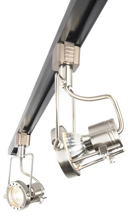 LED Calha monofásica inteligente preta com aço incl. 3 WiFi GU10 - Iconic Suplux Moderno