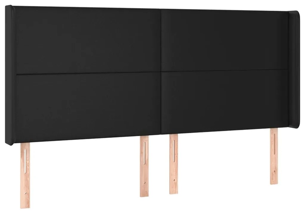 Cabeceira cama c/ LED couro artificial 183x16x118/128 cm preto