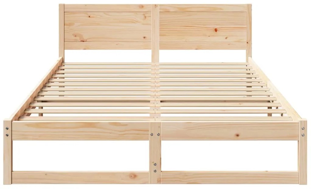 Estrutura de Cama Natural Madeira de Pinho Maciça 140 x 200 cm