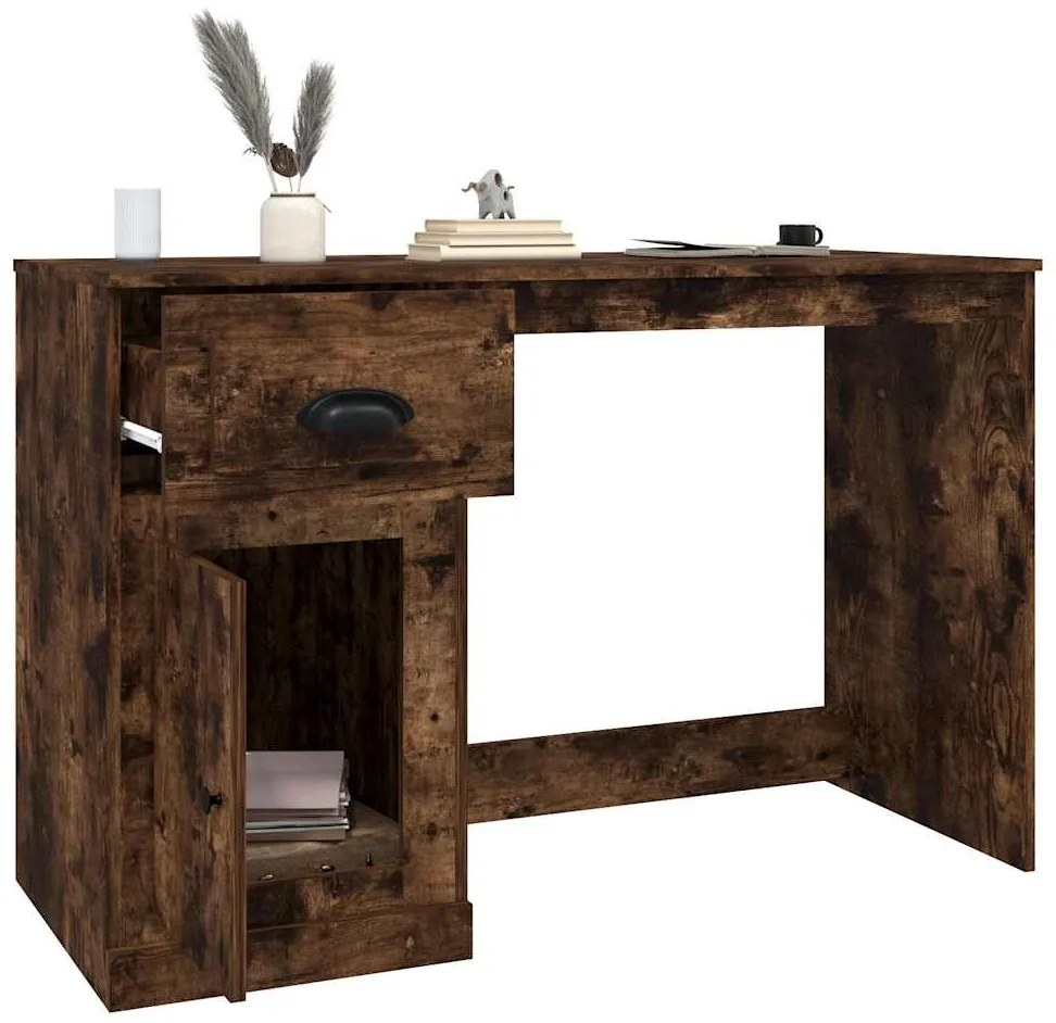 Secretária c/ gaveta 115x50x75 deriv. madeira carvalho fumado