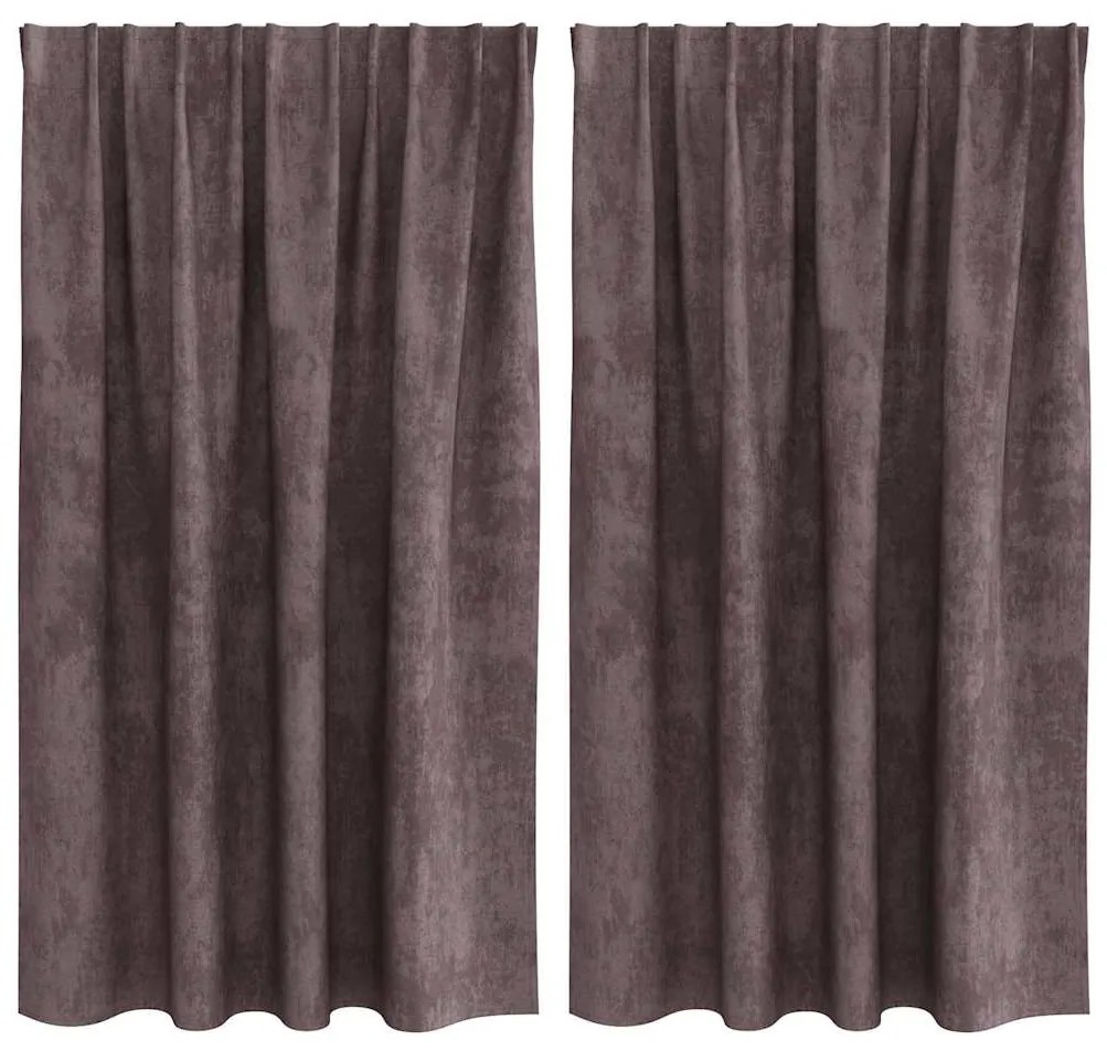 Cortinas de Veludo - 2 Peças com Ilhós Castanho 140x140 cm