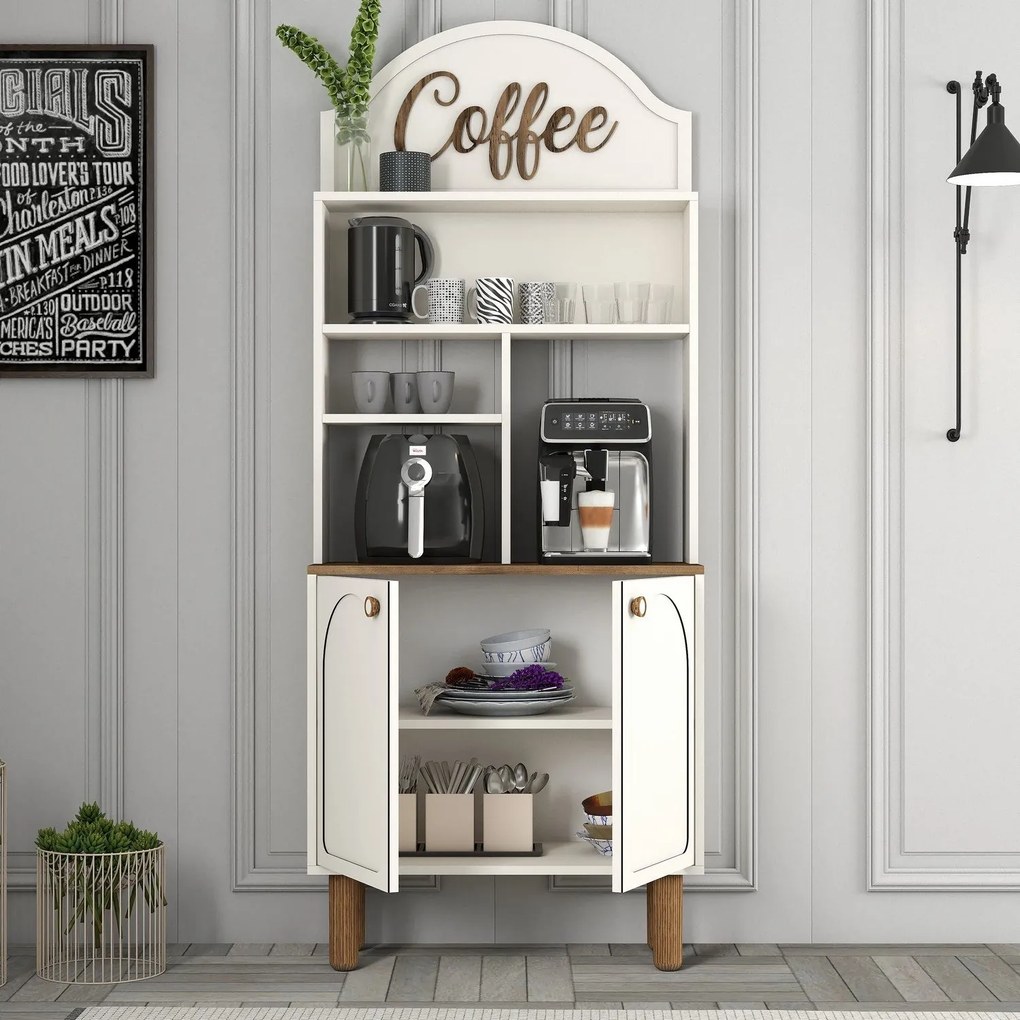 Armário de Cozinha/Sala "Caffè" - Creme - 81.3x201x35cm - Design Moder