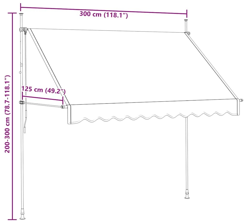 Toldo retrátil manual 300 cm antracite