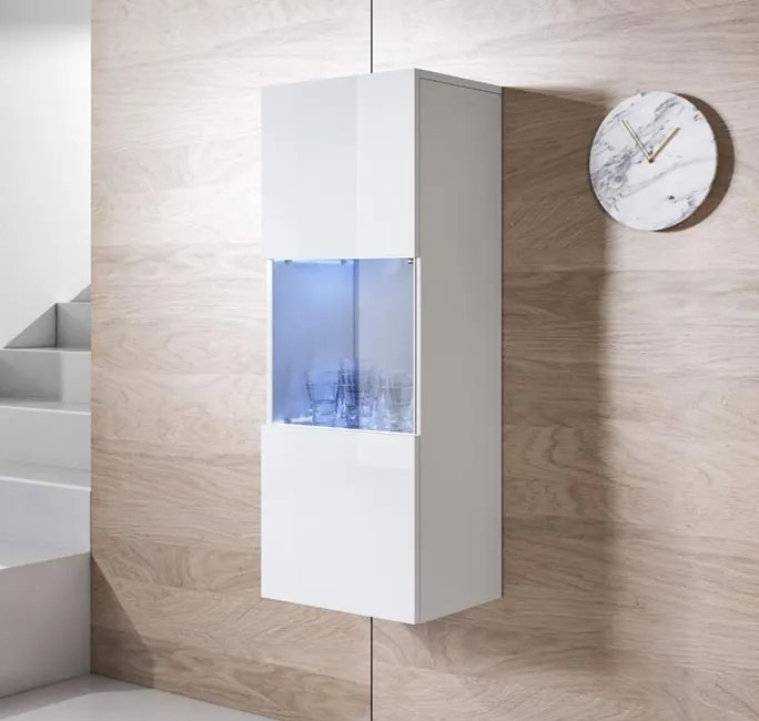 Vitrine de Parede Faro – 40x126 cm – Branco com LED Azul