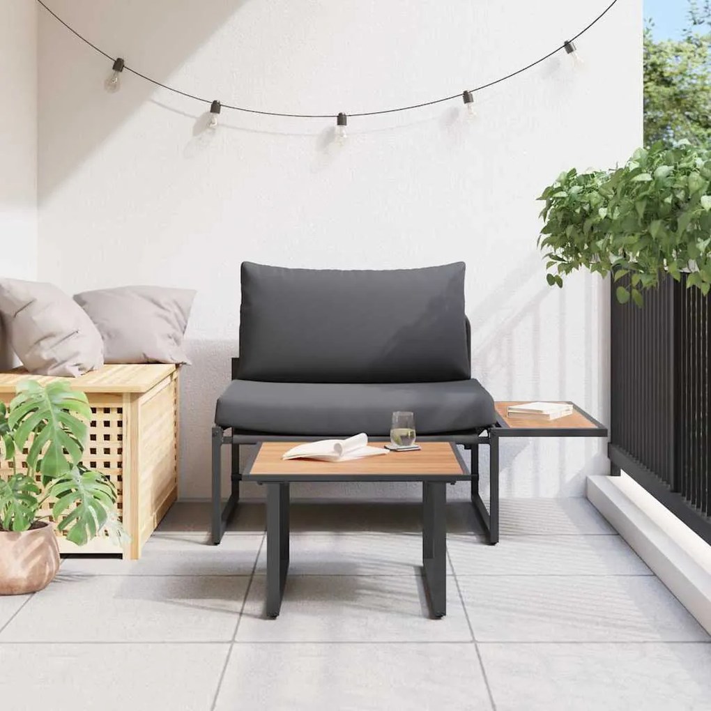 Conjunto de Sofá de Jardim em 2 Peças com Assentos em Antracite