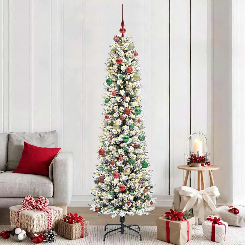 vidaXL Árvore de Natal Artificial com 300 LEDs Verde e branco 210 cm