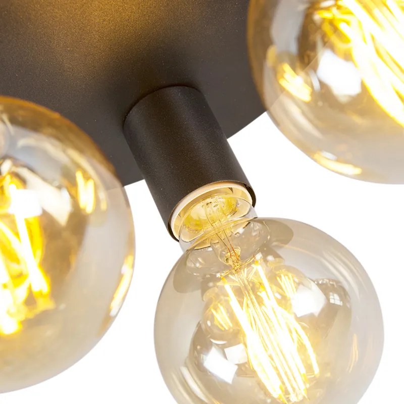 LED Candeeiro de teto inteligente moderno preto com 3 lâmpadas WiFi G95 - Facil Clássico / Antigo
