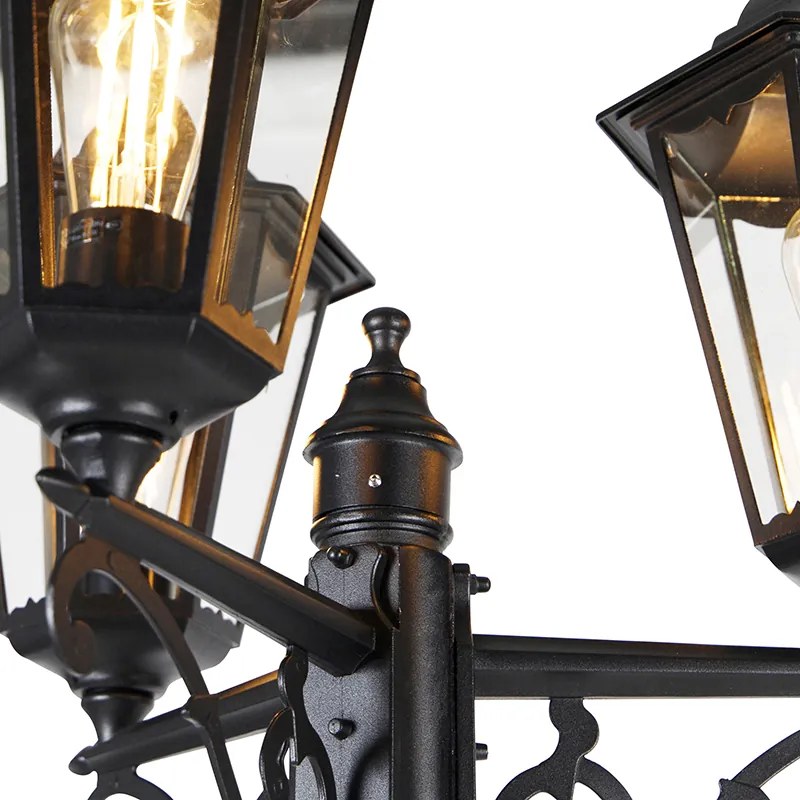 Lanterna de exterior preta 220 cm 3 luzes IP44 - Havana Clássico / Antigo