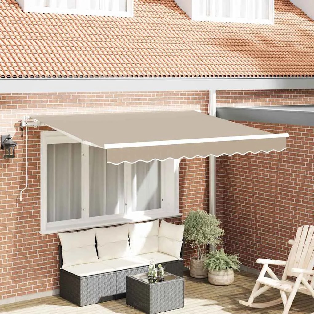 vidaXL Toldo Retrátil Bege e Branco 250x200 cm 250 x 200 cm 2,5 x 2 m