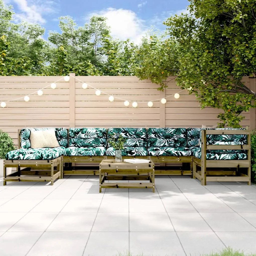 8 pcs conjunto lounge de jardim c/ almofadões pinho impregnado