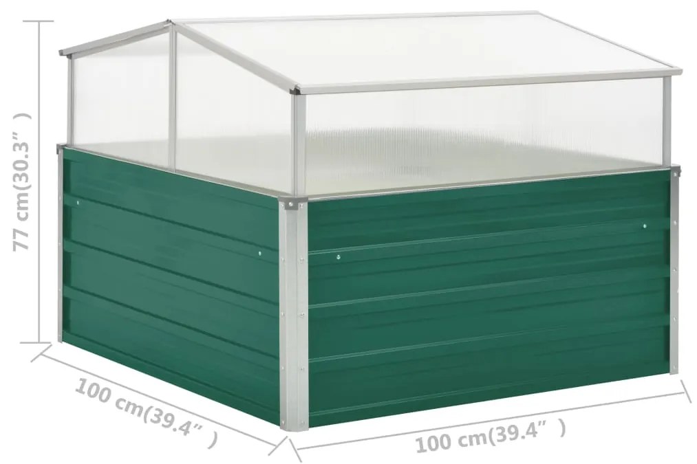 Estufa 100x100x77 cm aço galvanizado verde