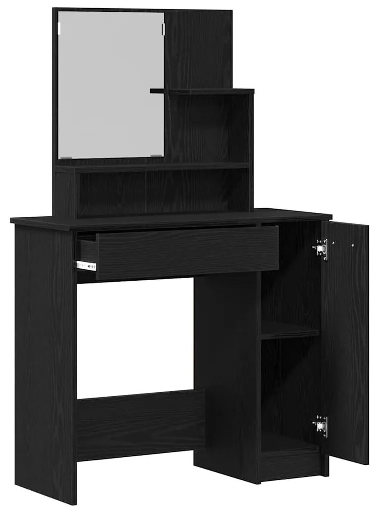 Mesa de Maquilhagem em Carvalho Preto com Espelho - 86,5 x 35 x 136 cm