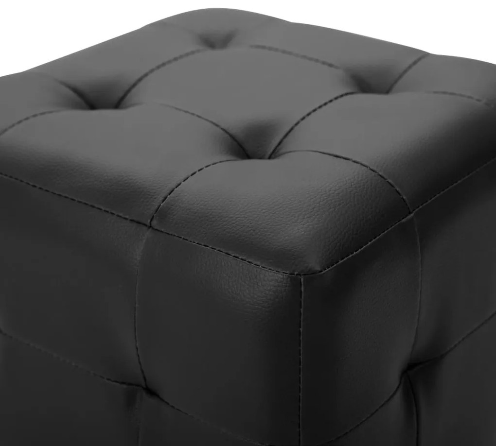 Pufe 2 pcs 30x30x30 cm couro artificial preto