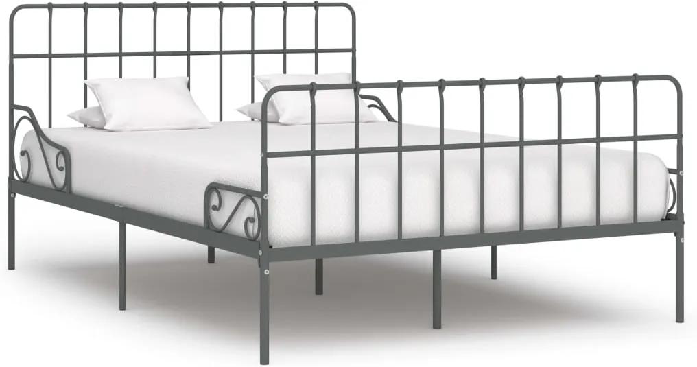 Estrutura de cama com estrado de ripas 120x200 cm metal cinza