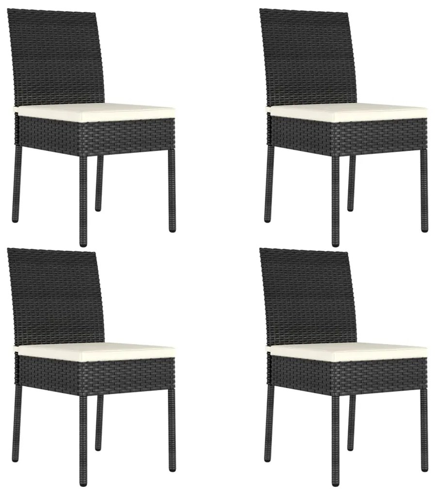 5 pcs conjunto de jantar para jardim vime PE preto