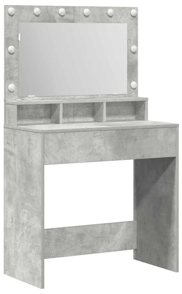 Mesa de Maquiagem vidaXL com Luzes LED Cinza Concreto 79x41x135 cm