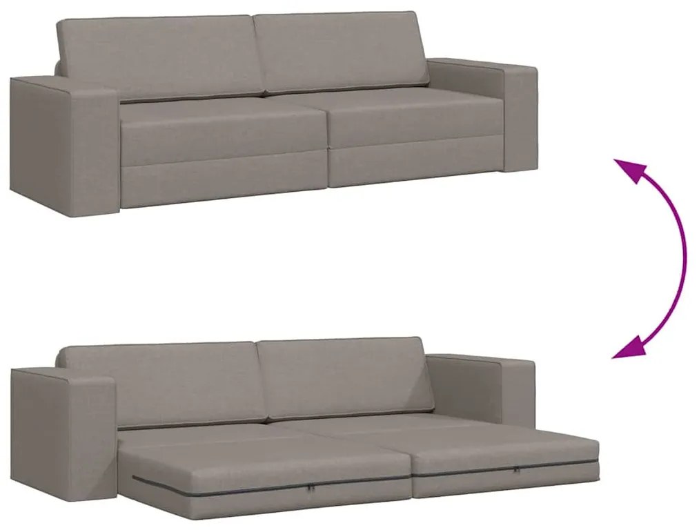 Sofá-Cama de Chão 2 em 1 Taupe 245x150x60.5 cm Tecido