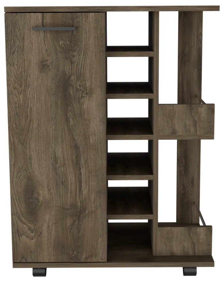 Móvel de bar Garrafeira Andorra com compartimento aberto, 82,1 cm a x 60 cm e x 37,7 cm p, Castanho