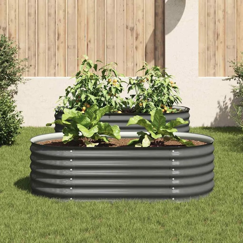 Canteiro elevado de jardim aço galvanizado 160x80x44cm cinzento