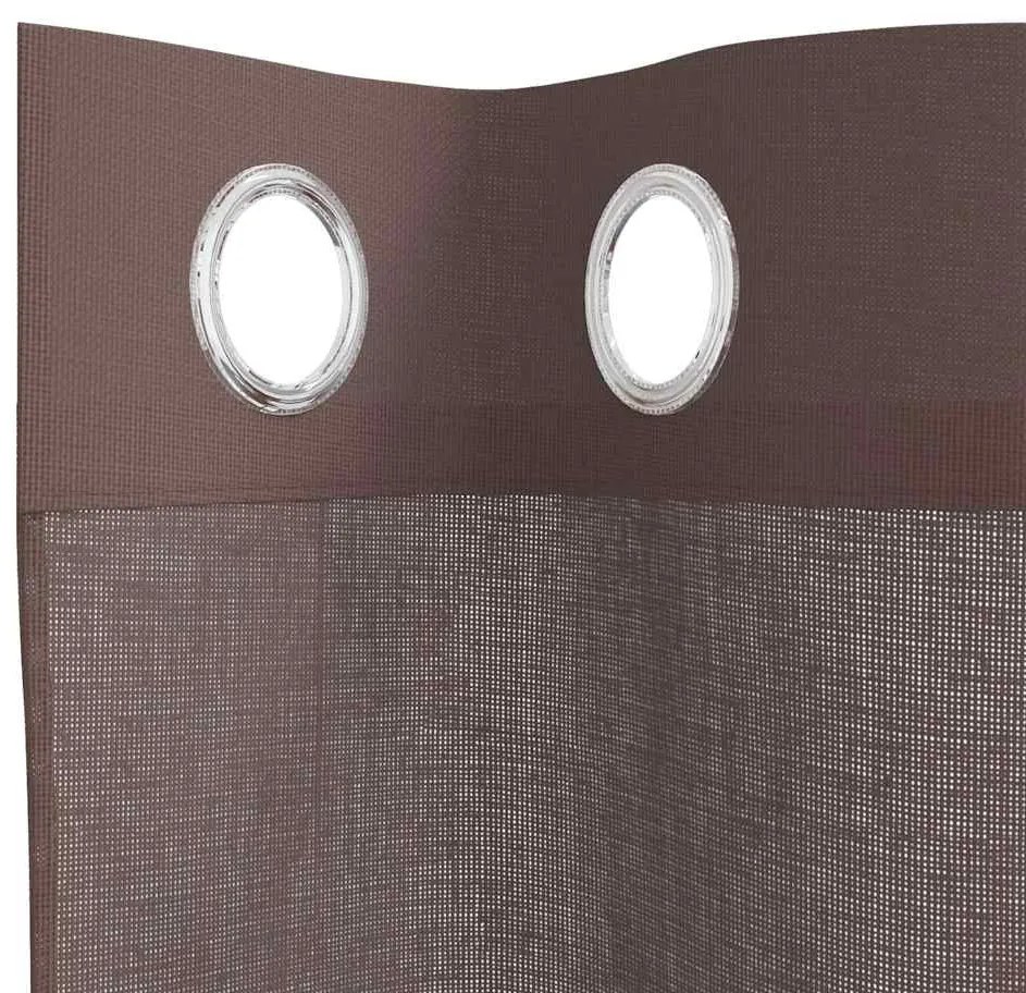 Cortinas de voile com ilhós 2 pcs castanho 140x225 cm