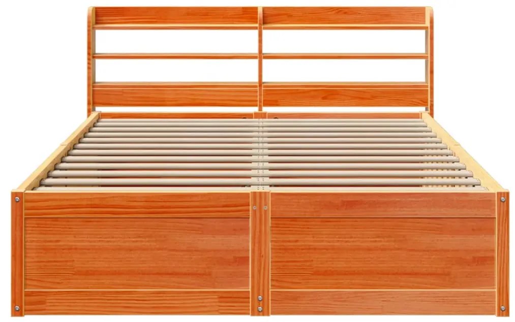 Estrutura cama c/ cabeceira 120x190cm pinho maciço castanho-mel