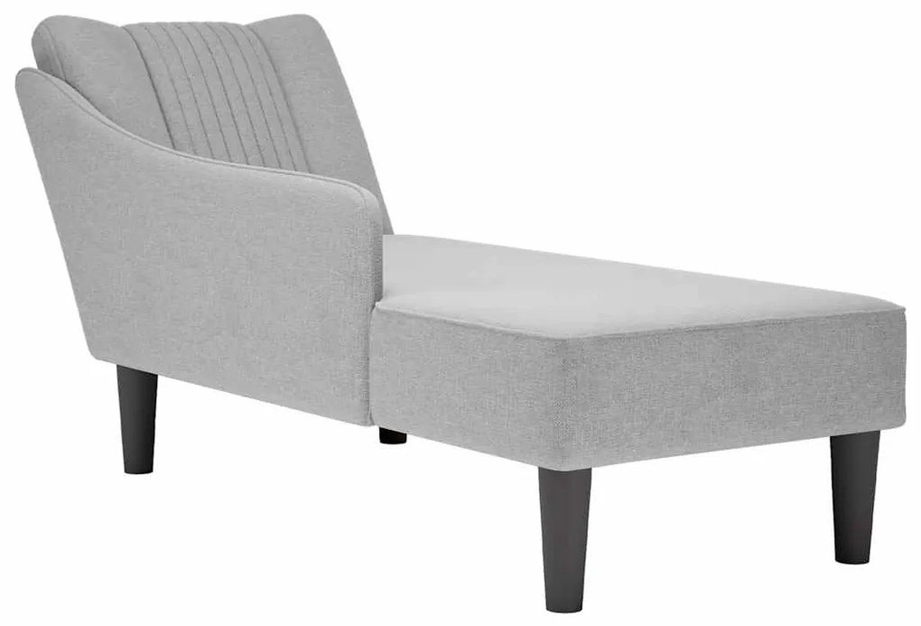 Chaise lounge com apoio de braço direito em tecido cinza nuvem
