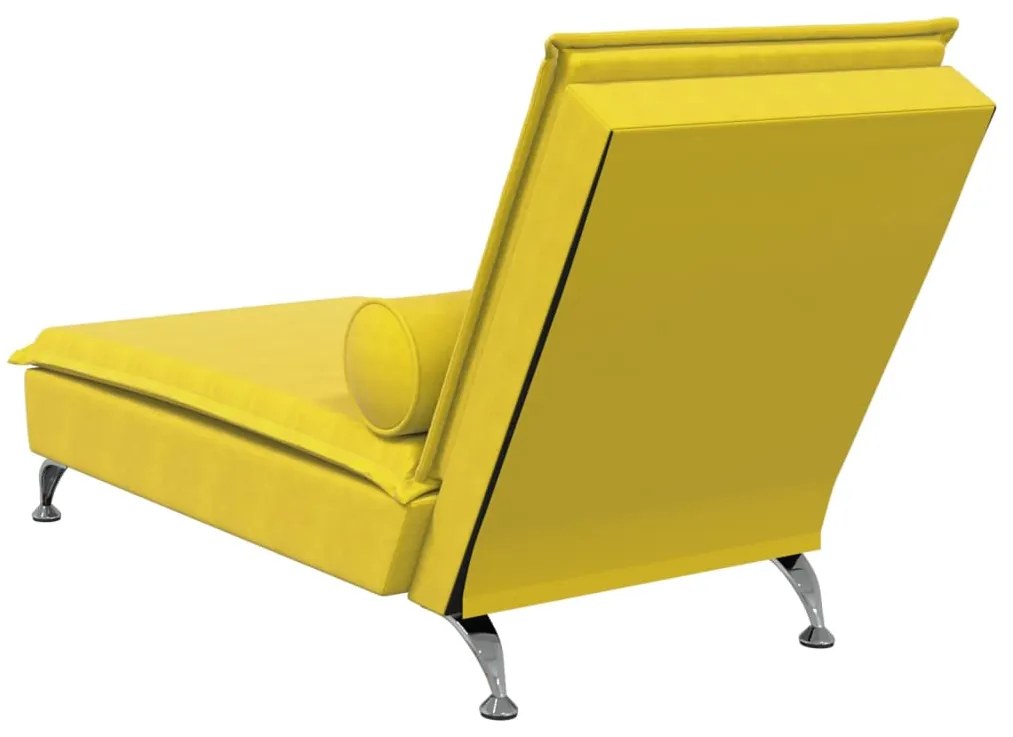 Chaise lounge de massagem com rolo veludo amarelo