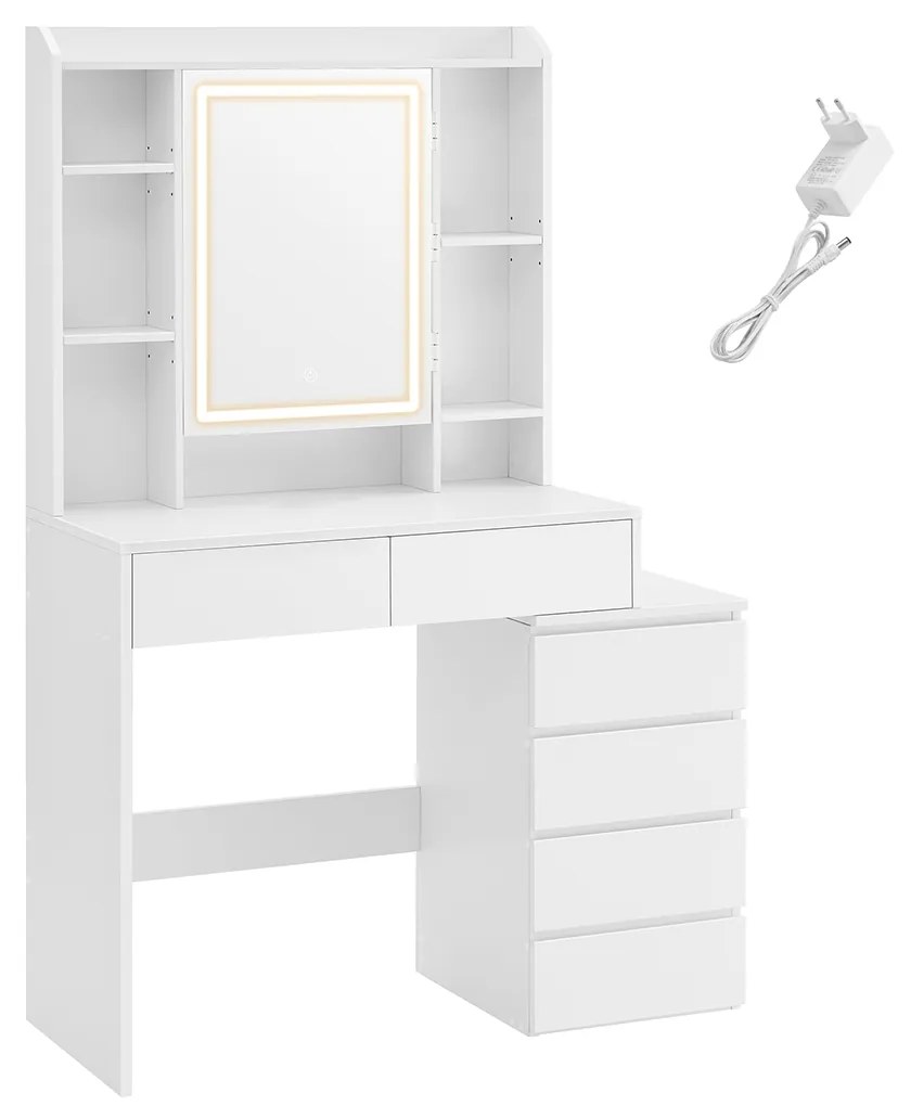 Toucador com iluminação LED moderno em 40 x 97,5 x 145 cm branco