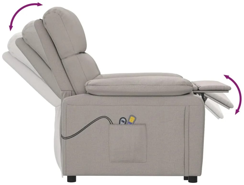 Poltrona de massagens elétrica reclinável tecido cinza-acast.