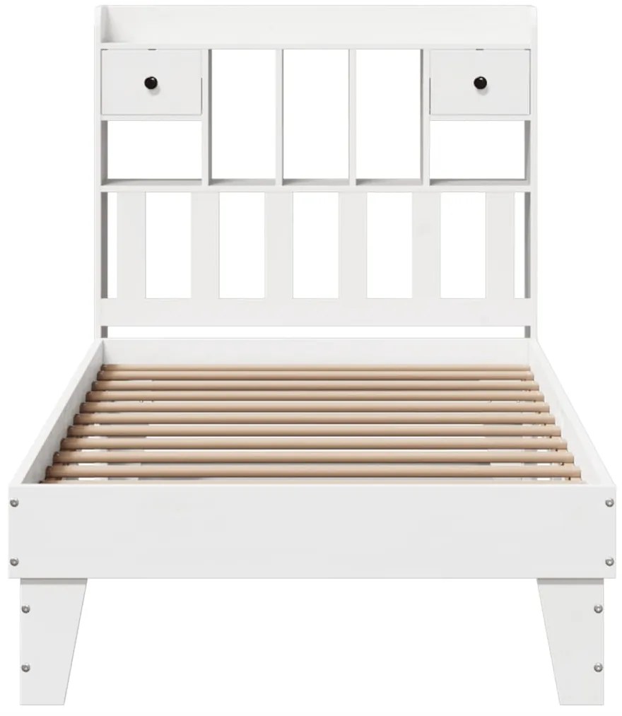 Cama sem colchão 90x200 cm madeira de pinho maciça branco