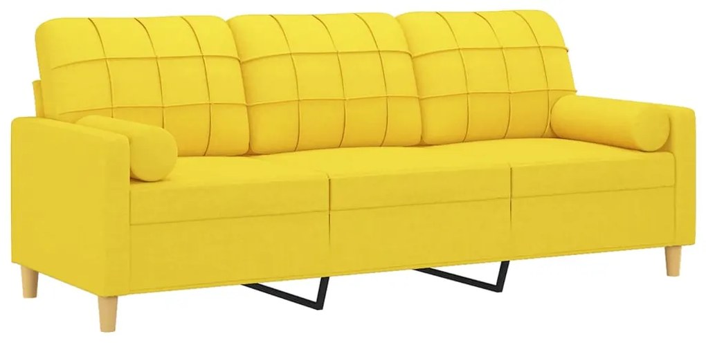 Sofá Mafra - De 3 Lugares - Com 2 Almofadas Decorativas - Cor Amarelo