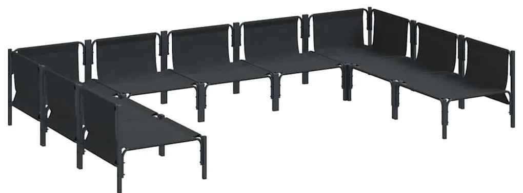 Conjunto de Sofá de Jardim 9 pcs Cinzento-escuro Aço