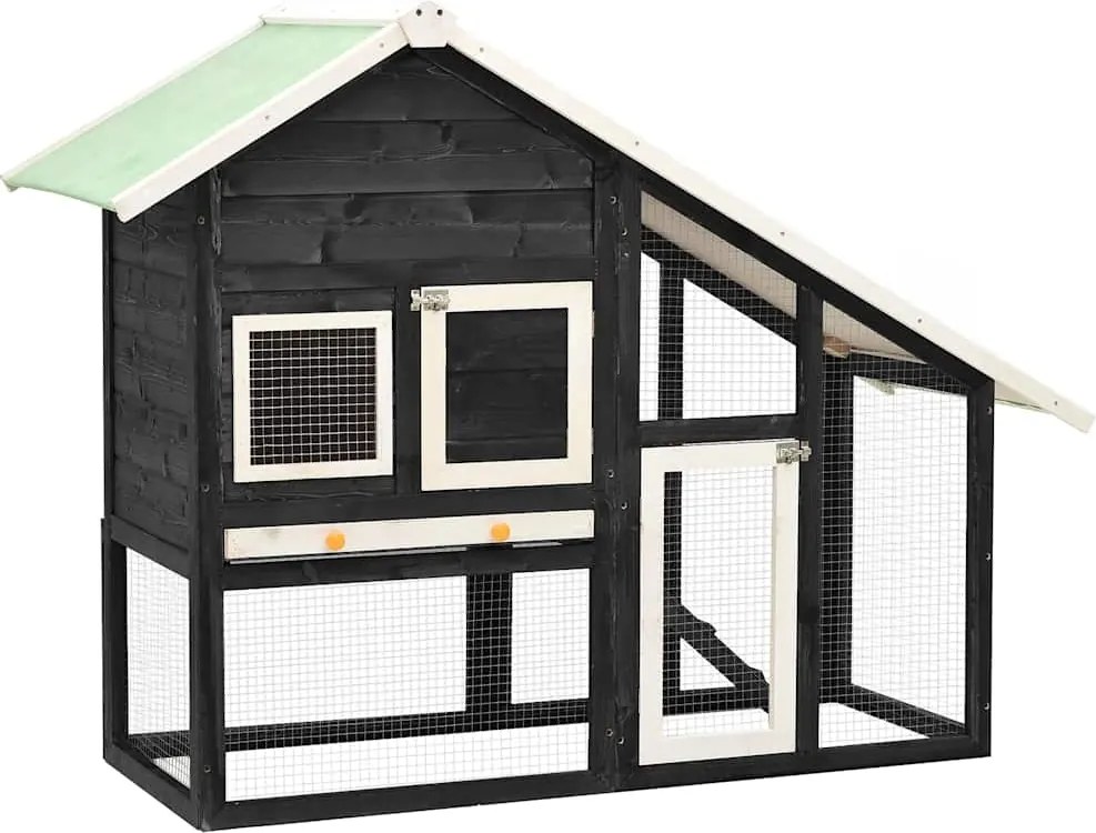 vidaXL Coelheira 140x63x120 cm madeira abeto maciça cinzento e branco