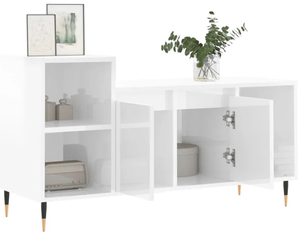 Móvel para TV 100x35x55 cm derivados madeira branco brilhante