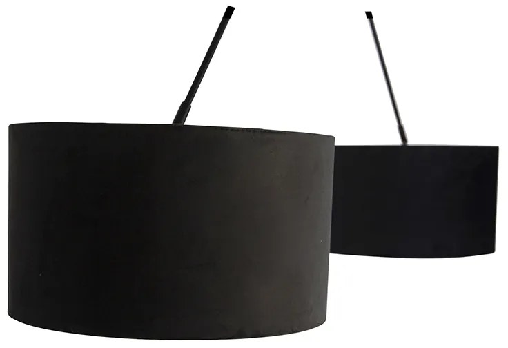 Candeeiro de suspensão com tons de veludo preto com 35 cm dourado - Blitz II preto Moderno