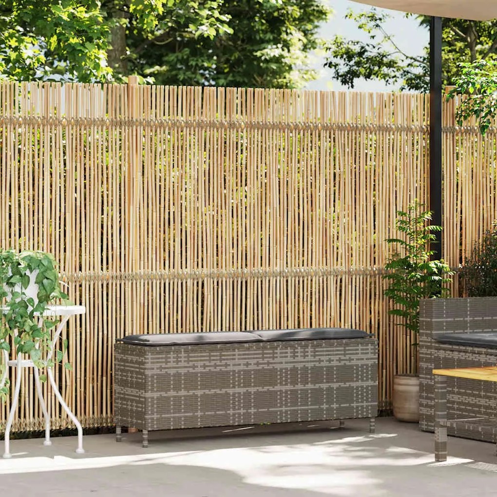 Banco de jardim com almofadão 110x30x40,5 cm vime PE cinzento