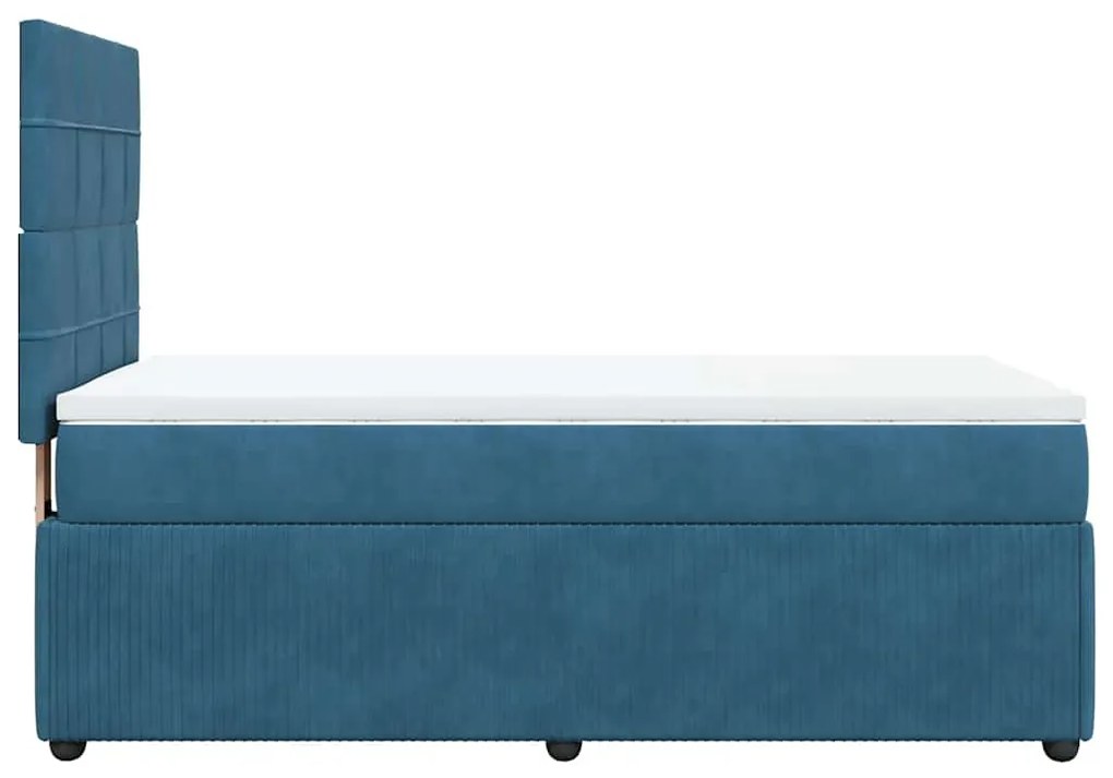 Cama com molas/colchão 80x200 cm veludo azul-escuro