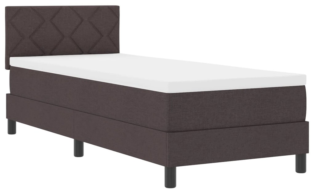Cama Box Spring com Colchão Marrom Escuro 80x200 cm Tecido